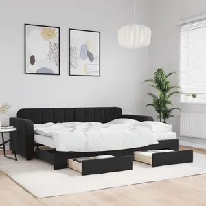 VidaXL Slaapbank met onderschuifbed en lades 80x200 cm fluweel zwart3196998 pas cher