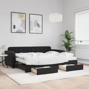 Comparateur de prix : Vidaxl - Lit de jour avec gigogne et tiroirs noir 90x200 cm velours