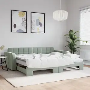 Vidaxl lit de jour avec gigogne et matelas gris clair 90x190cm velours pas cher