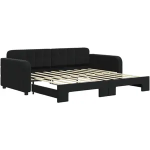 vidaXL Vidaxl Lit De Jour Avec Lit Gigogne Noir 90x190 Cm Velours pas cher