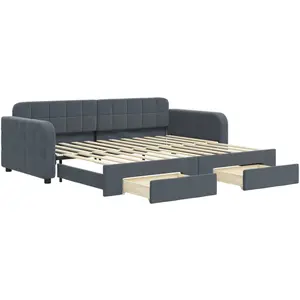 VIDAXL Slaapbank onderschuifbed en lades 90x200 cm fluweel donkergrijs3196978 pas cher