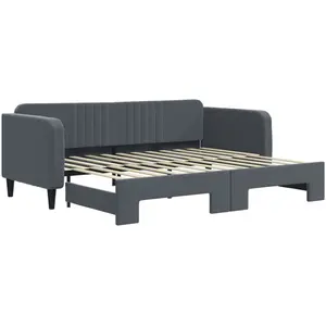 vidaXL Vidaxl Lit De Jour Avec Lit Gigogne Gris Foncé 90x200 Cm Velours pas cher