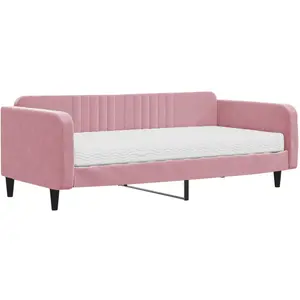 VIDAXL Lit de jour avec matelas rose 100x200 cm velours pas cher