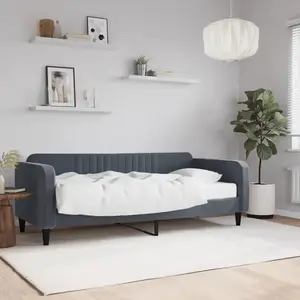 vidaXL vidaXL Lit de jour avec matelas gris foncé 90x200 cm velours pas cher