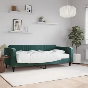 vidaXL Vidaxl Lit De Jour Avec Matelas Vert Foncé 90x200 Cm Velours pas cher