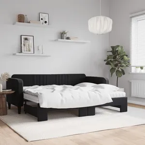 vidaXL Lit de jour avec lit gigogne et matelas noir 80x200 cm velours pas cher