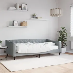 vidaXL Vidaxl Lit De Jour Avec Matelas Gris Clair 90x190 Cm Tissu pas cher