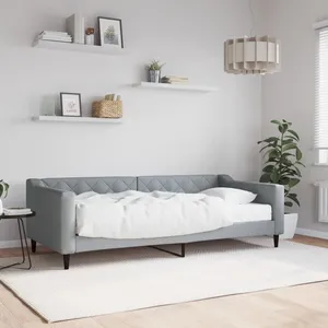 vidaXL Lit de jour avec matelas gris clair 90x200 cm tissu pas cher