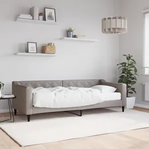vidaXL Lit de jour avec matelas taupe 80x200 cm tissu pas cher