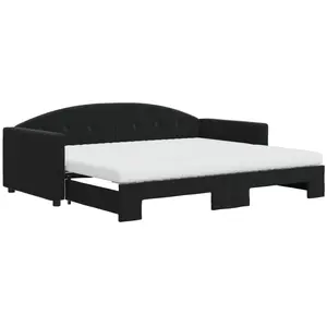 Vidaxl lit de jour avec gigogne et matelas noir 90x190 cm velours pas cher