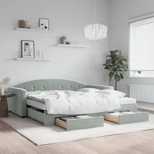 VidaXL Slaapbank onderschuifbed en lades 100x200 cm fluweel lichtgrijs3197380 pas cher