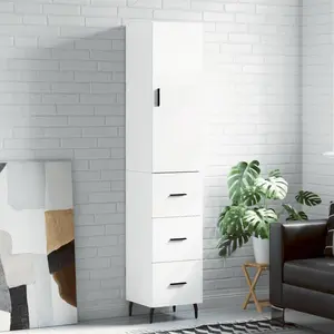 vidaXL Buffet haut Blanc 34,5x34x180 cm Bois d'ingénierie pas cher