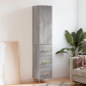vidaXL Buffet haut Sonoma gris 34,5x34x180 cm Bois d'ingénierie pas cher