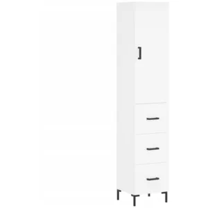 vidaXL Buffet haut Blanc 34,5x34x180 cm Bois d'ingénierie pas cher