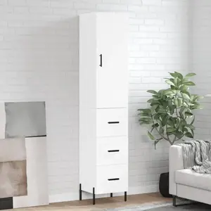 vidaXL Buffet haut Blanc 34,5x34x180 cm Bois d'ingénierie pas cher