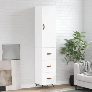 vidaXL Buffet haut Blanc 34,5x34x180 cm Bois d'ingénierie pas cher