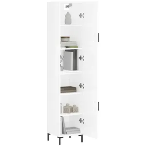 vidaXL Buffet haut Blanc brillant 34,5x34x180 cm Bois d'ingénierie pas cher