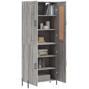 vidaXL Buffet haut Sonoma gris 69,5x34x180 cm Bois d'ingénierie pas cher