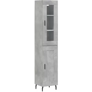 vidaXL Buffet haut Gris béton 34,5x34x180 cm Bois d'ingénierie pas cher