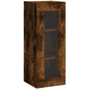 vidaXL Buffet haut Chêne fumé 34,5x34x180 cm Bois d'ingénierie pas cher