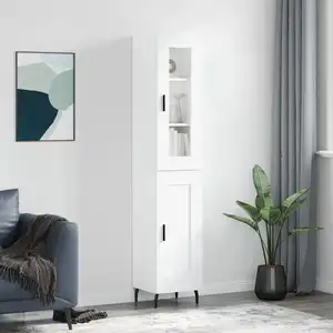 vidaXL Buffet haut Blanc 34,5x34x180 cm Bois d'ingénierie pas cher
