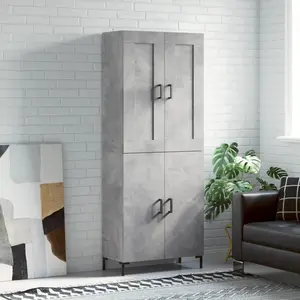 vidaXL Buffet haut Gris béton 69,5x34x180 cm Bois d'ingénierie pas cher