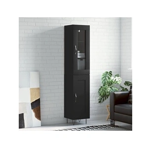 vidaXL Buffet haut Noir 34,5x34x180 cm Bois d'ingénierie pas cher