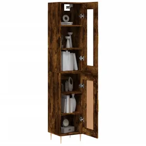 vidaXL Buffet haut Chêne fumé 34,5x34x180 cm Bois d'ingénierie pas cher