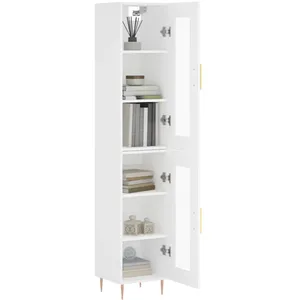vidaXL Buffet haut Blanc 34,5x34x180 cm Bois d'ingénierie pas cher