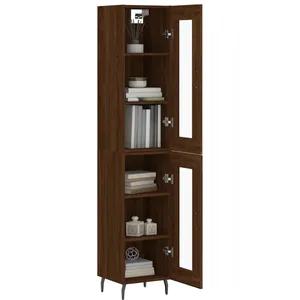 vidaXL Buffet haut Chêne marron 34,5x34x180 cm Bois d'ingénierie pas cher