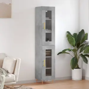 vidaXL Buffet haut Gris béton 34,5x34x180 cm Bois d'ingénierie pas cher