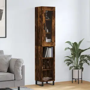 vidaXL Buffet haut Chêne fumé 34,5x34x180 cm Bois d'ingénierie pas cher