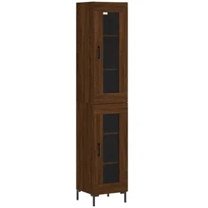 vidaXL Buffet haut Chêne marron 34,5x34x180 cm Bois d'ingénierie pas cher