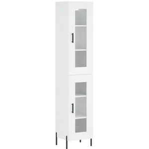 vidaXL Buffet haut Blanc 34,5x34x180 cm Bois d'ingénierie pas cher