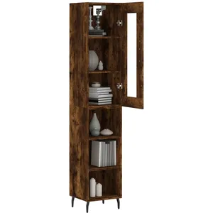vidaXL Buffet haut Chêne fumé 34,5x34x180 cm Bois d'ingénierie pas cher