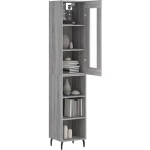vidaXL Buffet haut Sonoma gris 34,5x34x180 cm Bois d'ingénierie pas cher