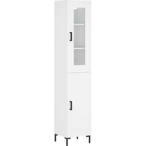 vidaXL Buffet haut Blanc 34,5x34x180 cm Bois d'ingénierie pas cher