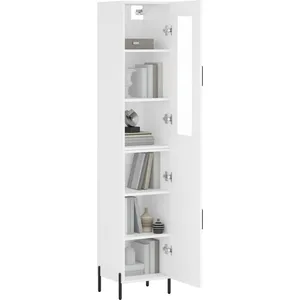 vidaXL Buffet haut Blanc 34,5x34x180 cm Bois d'ingénierie pas cher