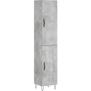 vidaXL Buffet haut Gris béton 34,5x34x180 cm Bois d'ingénierie pas cher