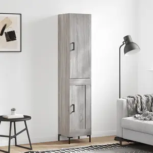vidaXL Buffet haut Sonoma gris 34,5x34x180 cm Bois d'ingénierie pas cher