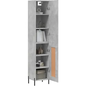 vidaXL Buffet haut Gris béton 34,5x34x180 cm Bois d'ingénierie pas cher