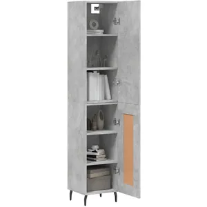 vidaXL Buffet haut Gris béton 34,5x34x180 cm Bois d'ingénierie pas cher