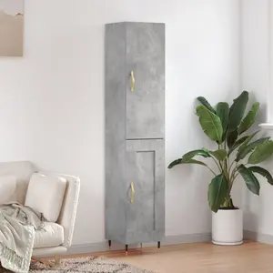 vidaXL Buffet haut Gris béton 34,5x34x180 cm Bois d'ingénierie pas cher