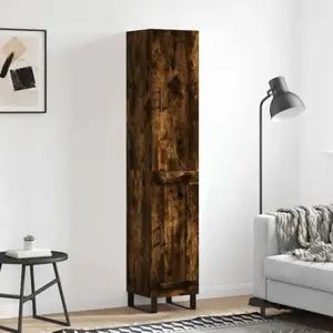 vidaXL Buffet haut Chêne fumé 34,5x34x180 cm pas cher