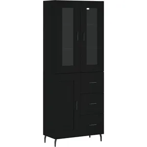 vidaXL Buffet haut Noir 69,5x34x180 cm Bois d'ingénierie pas cher