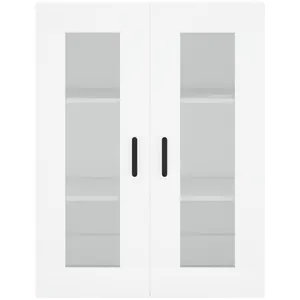 vidaXL Buffet haut Blanc 69,5x34x180 cm Bois d'ingénierie pas cher