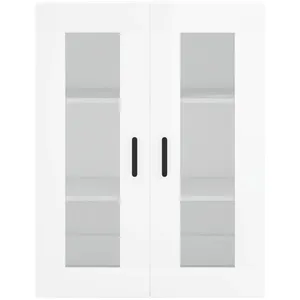 vidaXL Buffet haut Blanc brillant 69,5x34x180 cm Bois d'ingénierie pas cher
