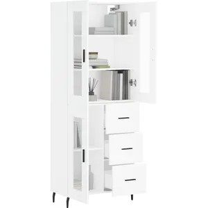 vidaXL Buffet haut Blanc 69,5x34x180 cm Bois d'ingénierie pas cher