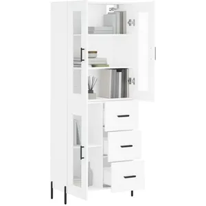 vidaXL Buffet haut Blanc 69,5x34x180 cm Bois d'ingénierie pas cher