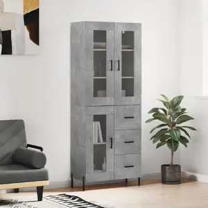 vidaXL Buffet haut Gris béton 69,5x34x180 cm Bois d'ingénierie pas cher